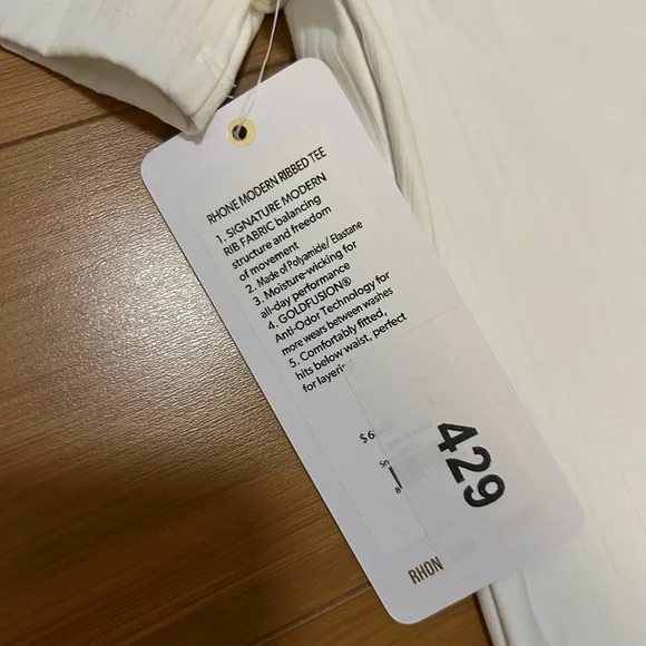 RHONE Snow White Short Sleeve Modern Ribbed Tee - Picture 4 of 4